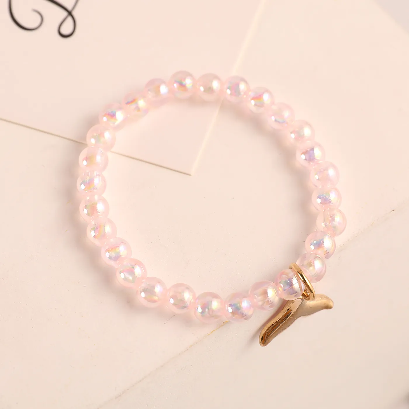 Toddler / Kid Unicorn or Mermaid Decor Beaded Bracelet (Random Bead Color) Light Pink image 3
