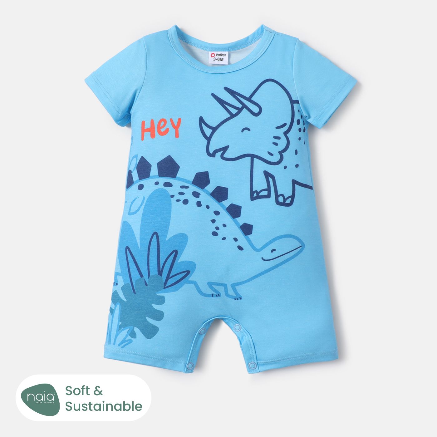Naiaâ¢ Baby Girl/Boy Short-sleeve Striped Or Dinosaur Print Romper