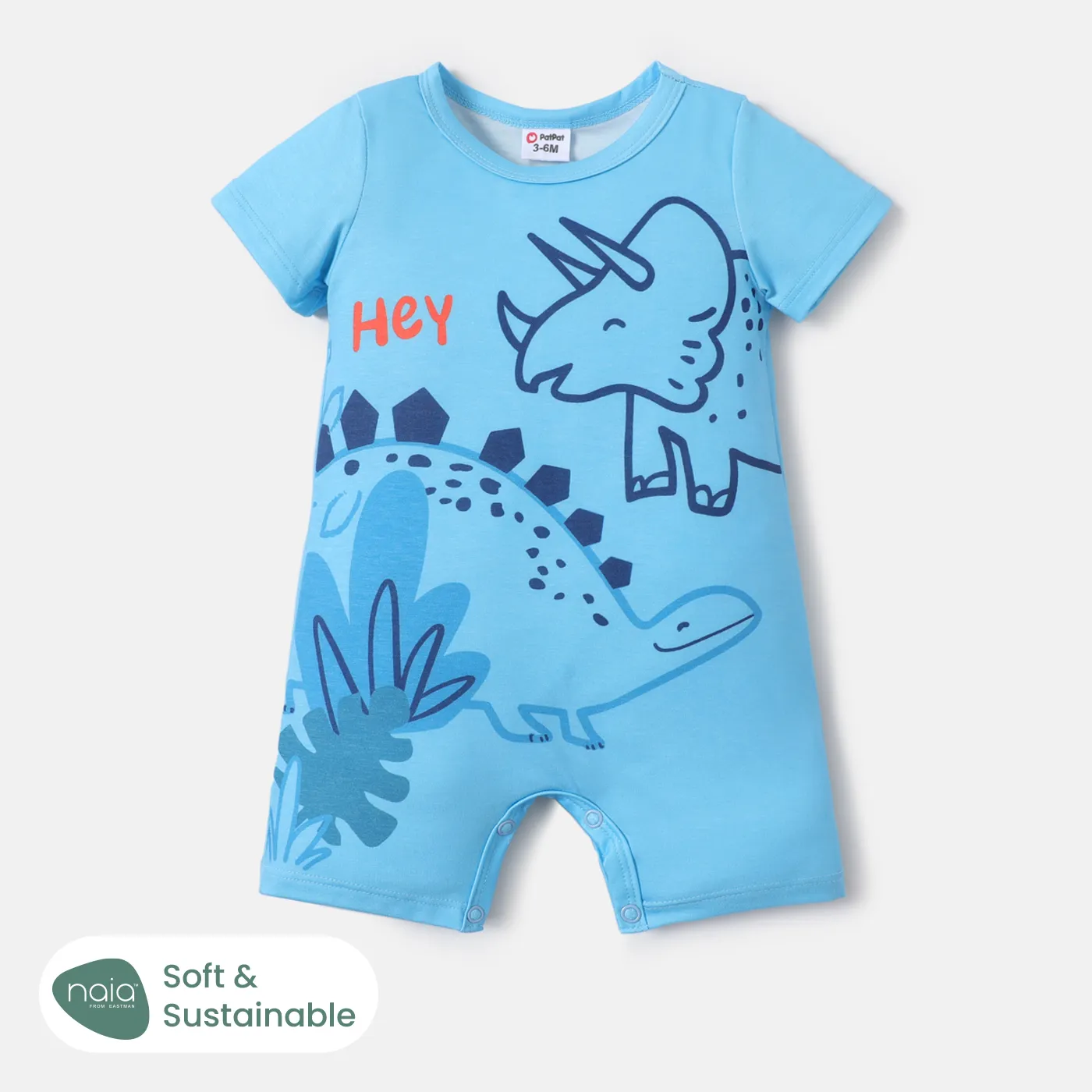 Naiaâ¢ Baby Girl/Boy Short-sleeve Striped Or Dinosaur Print Romper