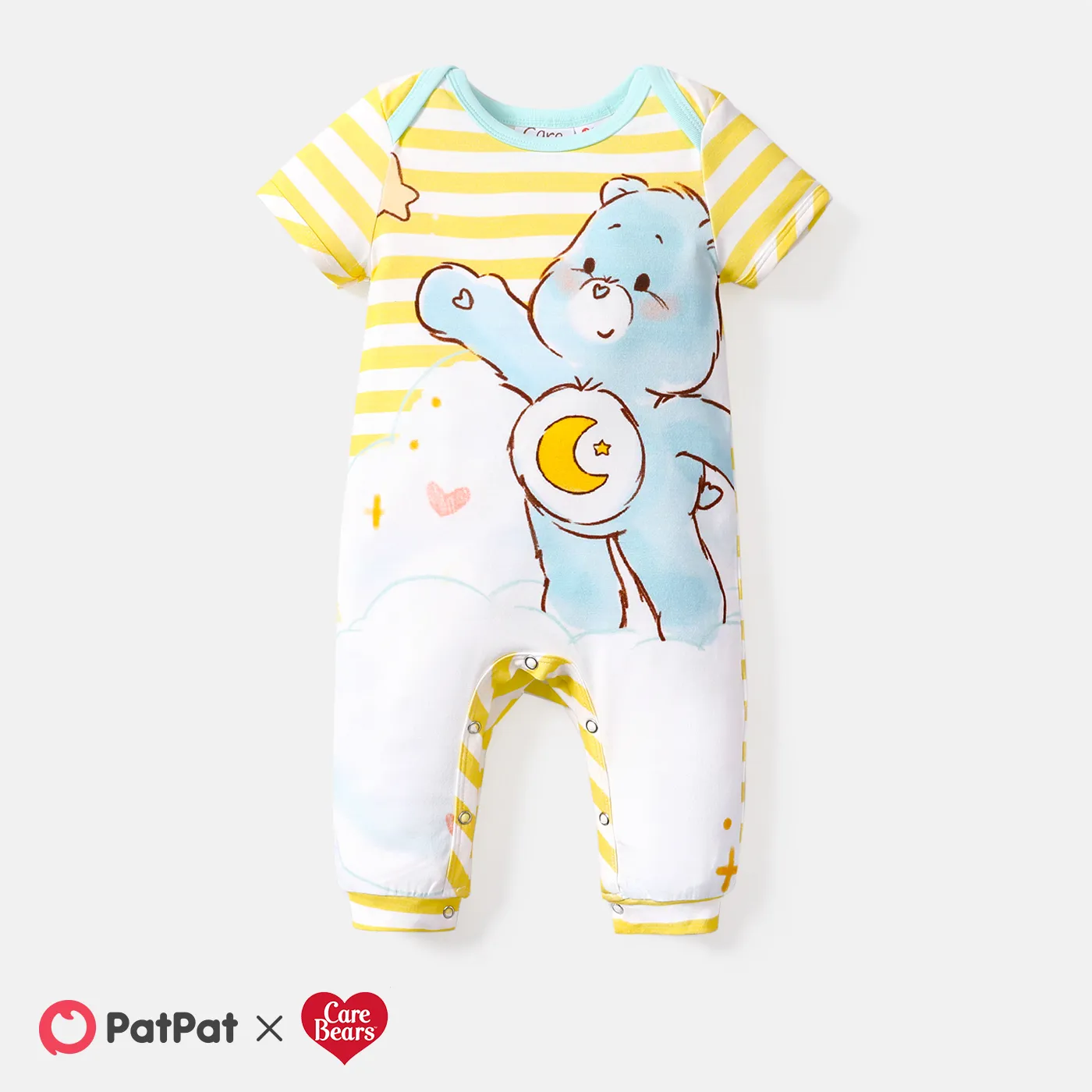 Care Bears Baby Boy/Girl Short-sleeve Bear Print Jumpsuit Yellow