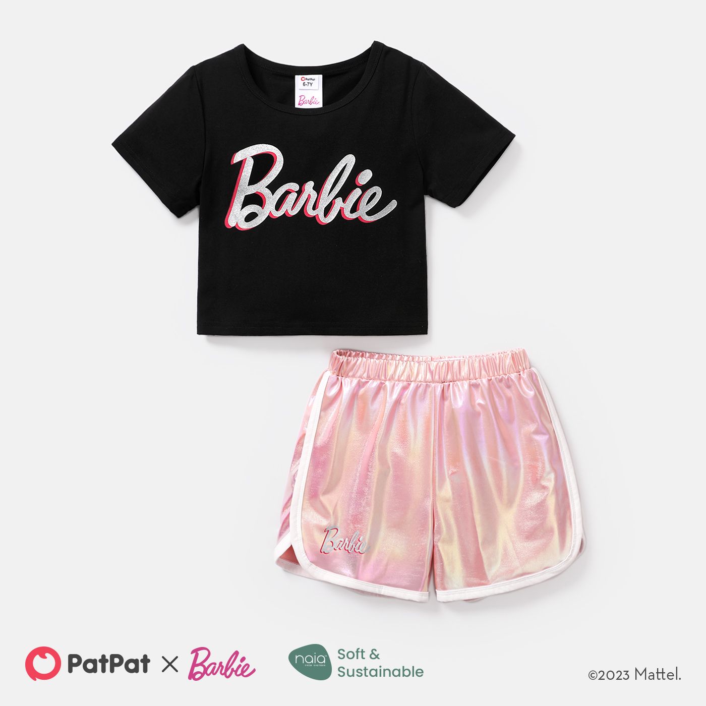 

Barbie 2pcs Kid Girl Short-sleeve Cotton Tee and Elasticized Shorts Set