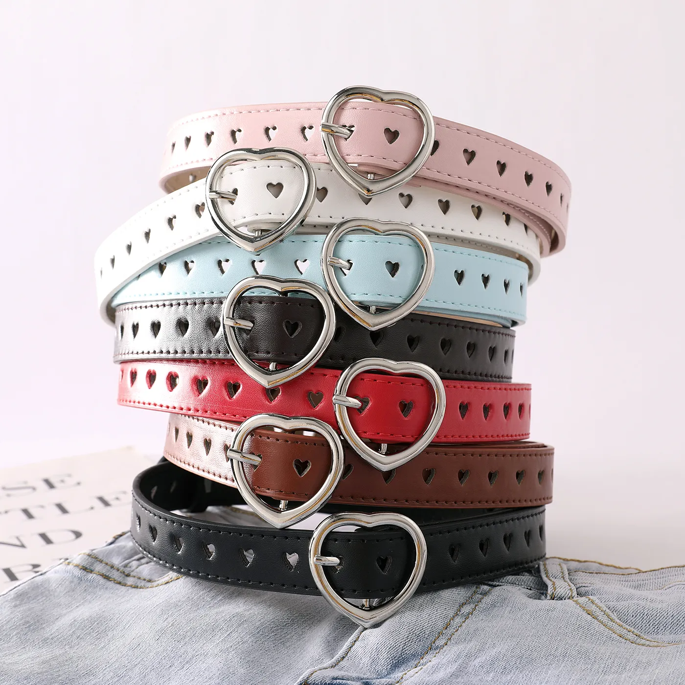 Kids Fashion Hollow Heart Shaped Heart Buckle Belt