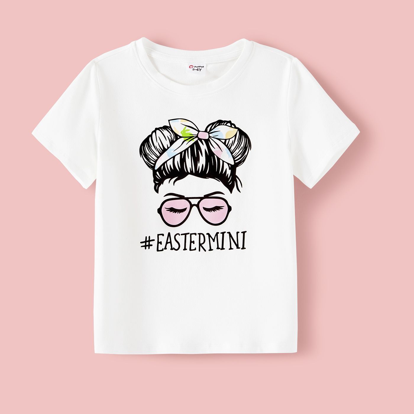 

Easter Mommy and Me Figure & Letter Print White Cotton Short-sleeve Tee
