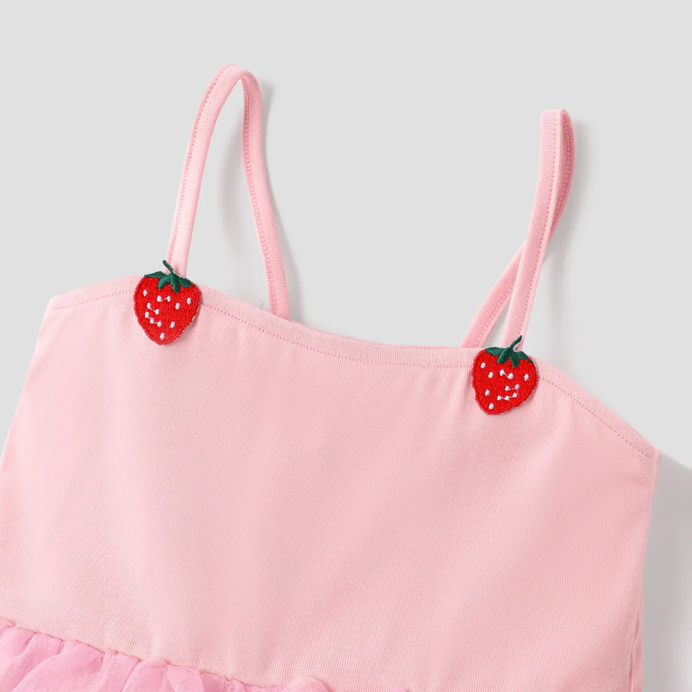 Toddler Girl Strawberry Graphic Layered Mesh Combo Slip Dress Pink image 4