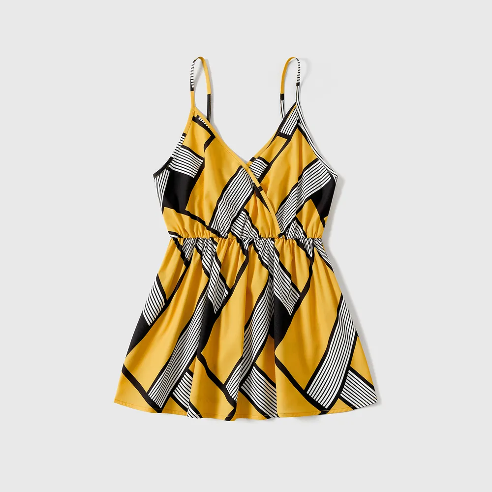 Family Matching Cotton Colorblock Short-sleeve Tee and Allover Geo Print Cami Tops big image 13
