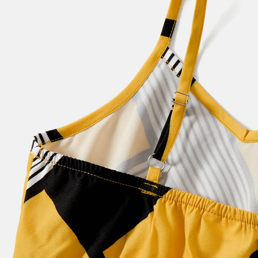Family Matching Cotton Colorblock Short-sleeve Tee and Allover Geo Print Cami Tops big image 12