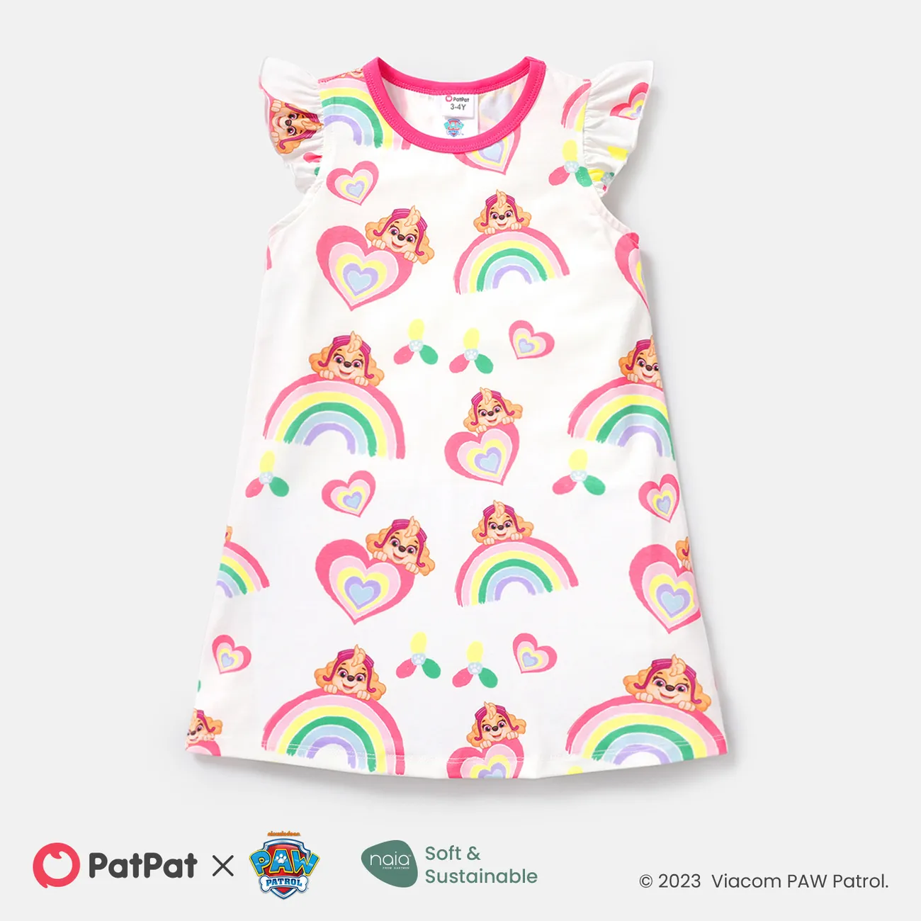 PAW Patrol Toddler Girl Rainbow Print Flutter-sleeve Dress  big image 1