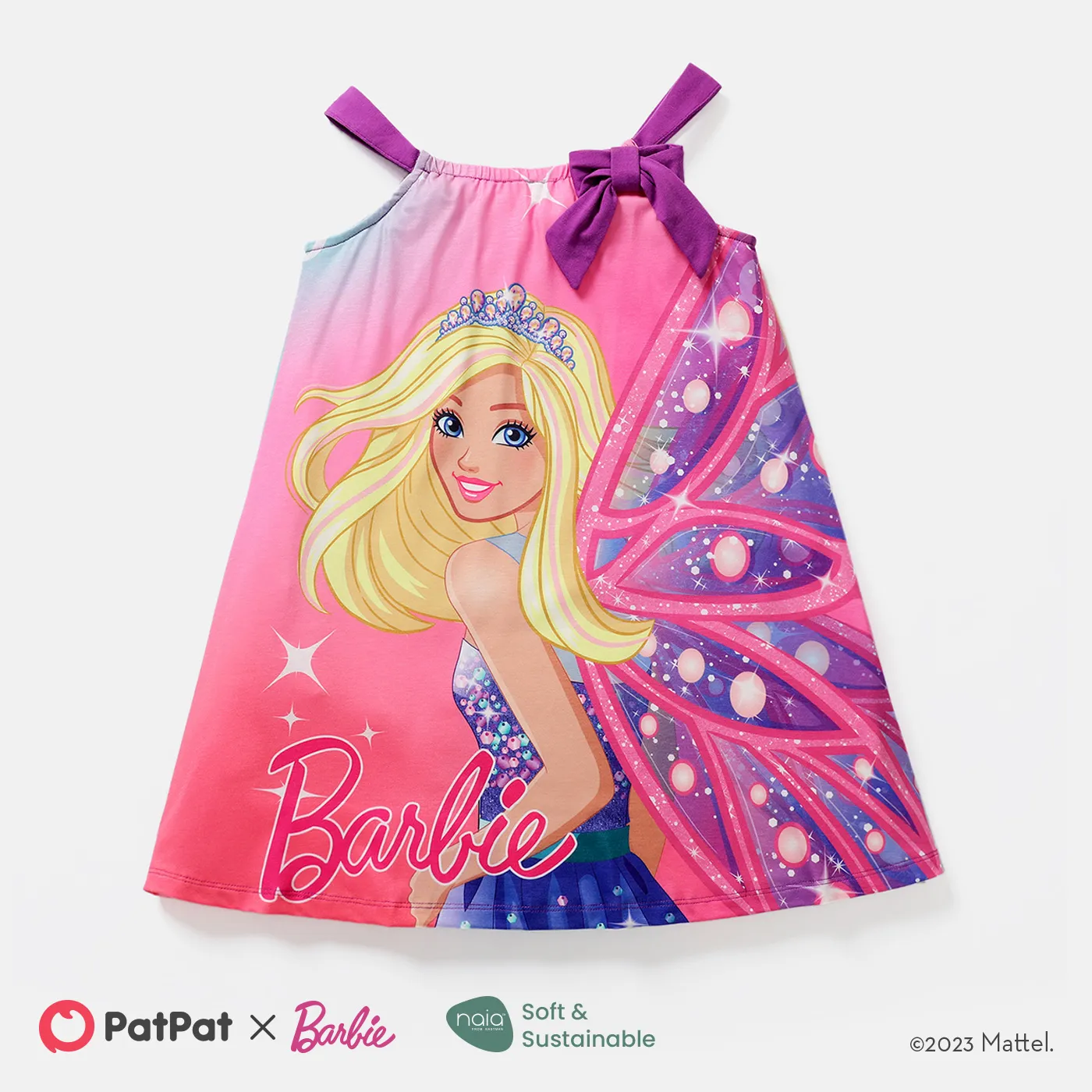 

Barbie Kid Girl Pretty Naia Colorblock Bowknot Design Halter Dress