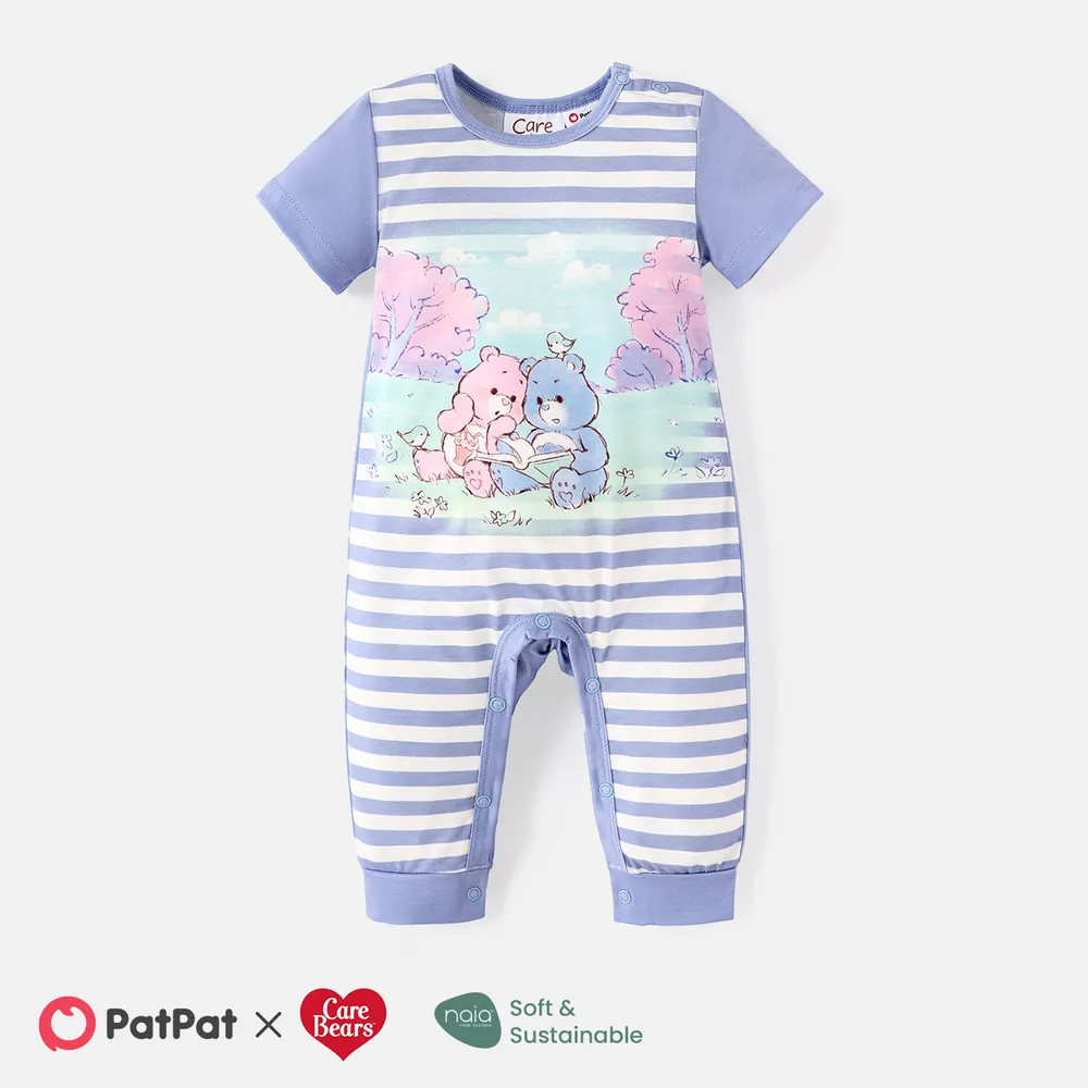 Care Bears Baby Boy/Girl Short-sleeve Striped Bear Graphic Naia™ Jumpsuit big image 1
