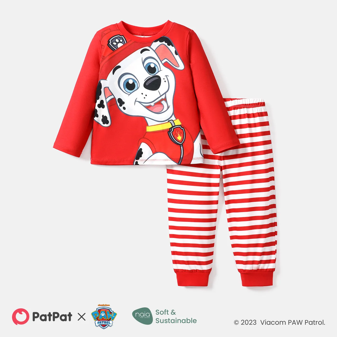 Paw Patrol 2 piezas niño niña/niño personaje estampado manga larga camiseta y lunares/pantalones a rayas conjunto