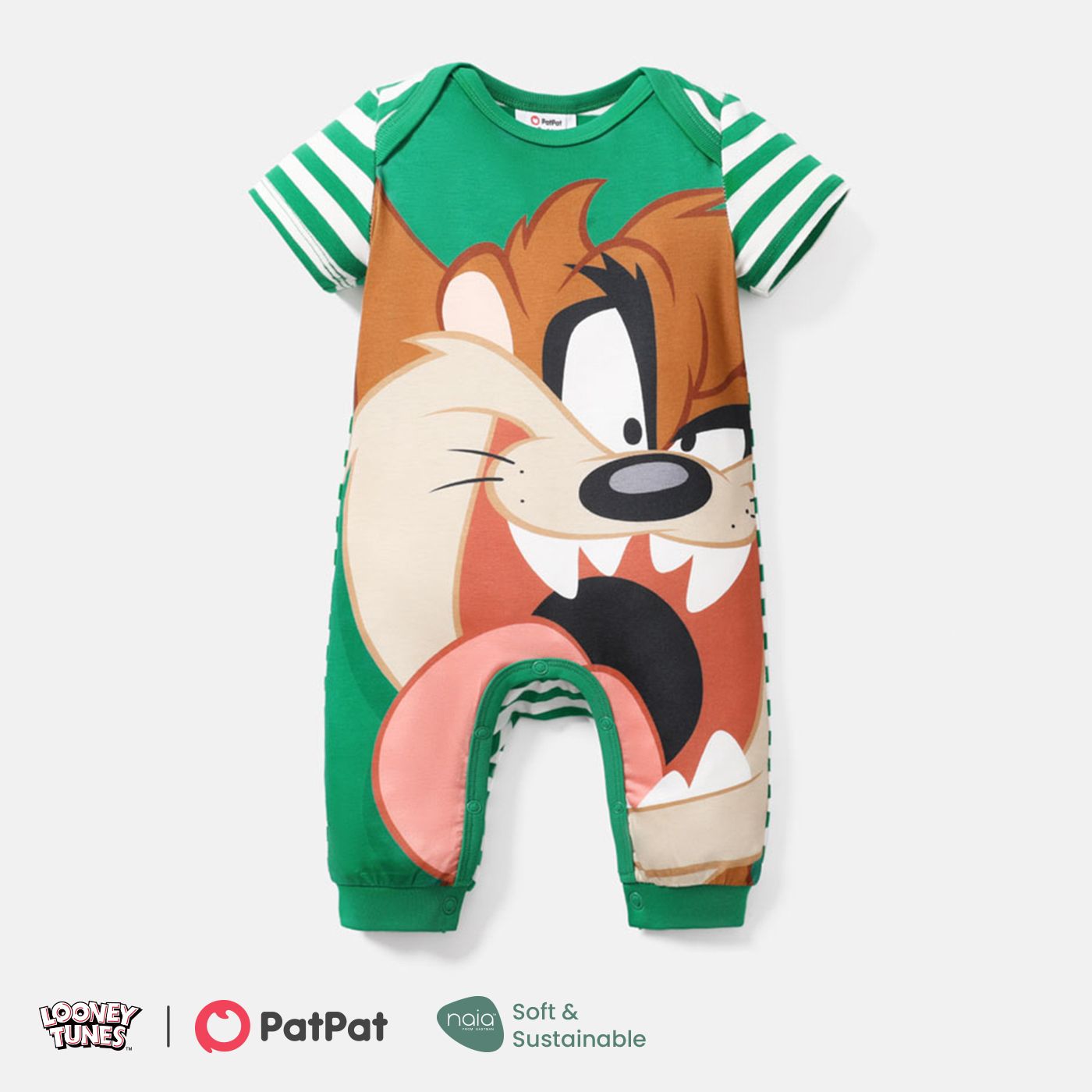 

Looney Tunes Baby Boy/Girl Cartoon Animal Print Striped Short-sleeve Naia™ Jumpsuit