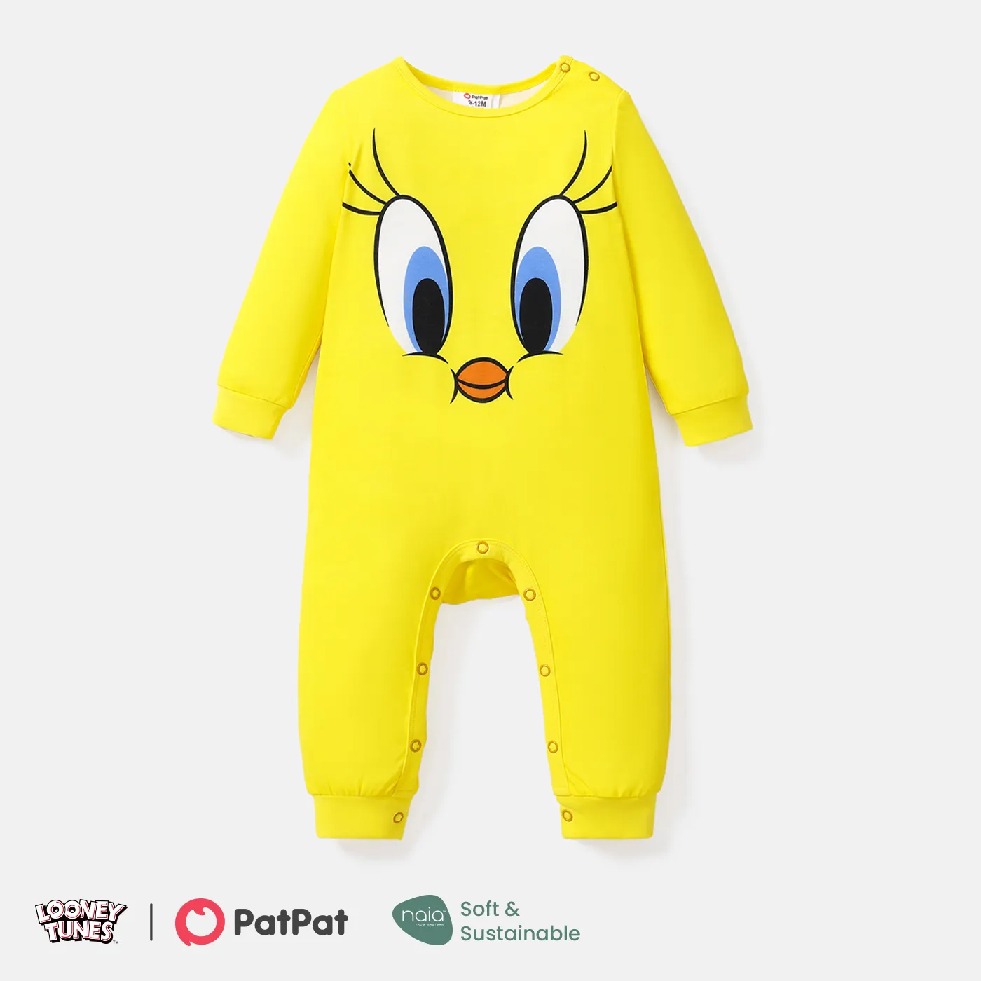 Looney Tunes Baby Girl/Boy Naia™ Character Print Long-sleeve Jumpsuit  Yellow