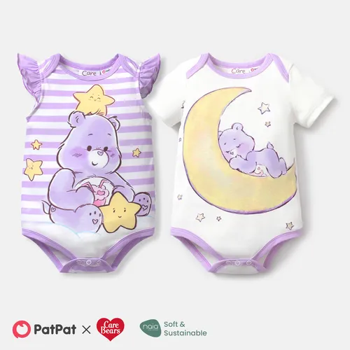 Care Bears Baby Girl Cartoon Bear Print Short-sleeve Naia™ Romper