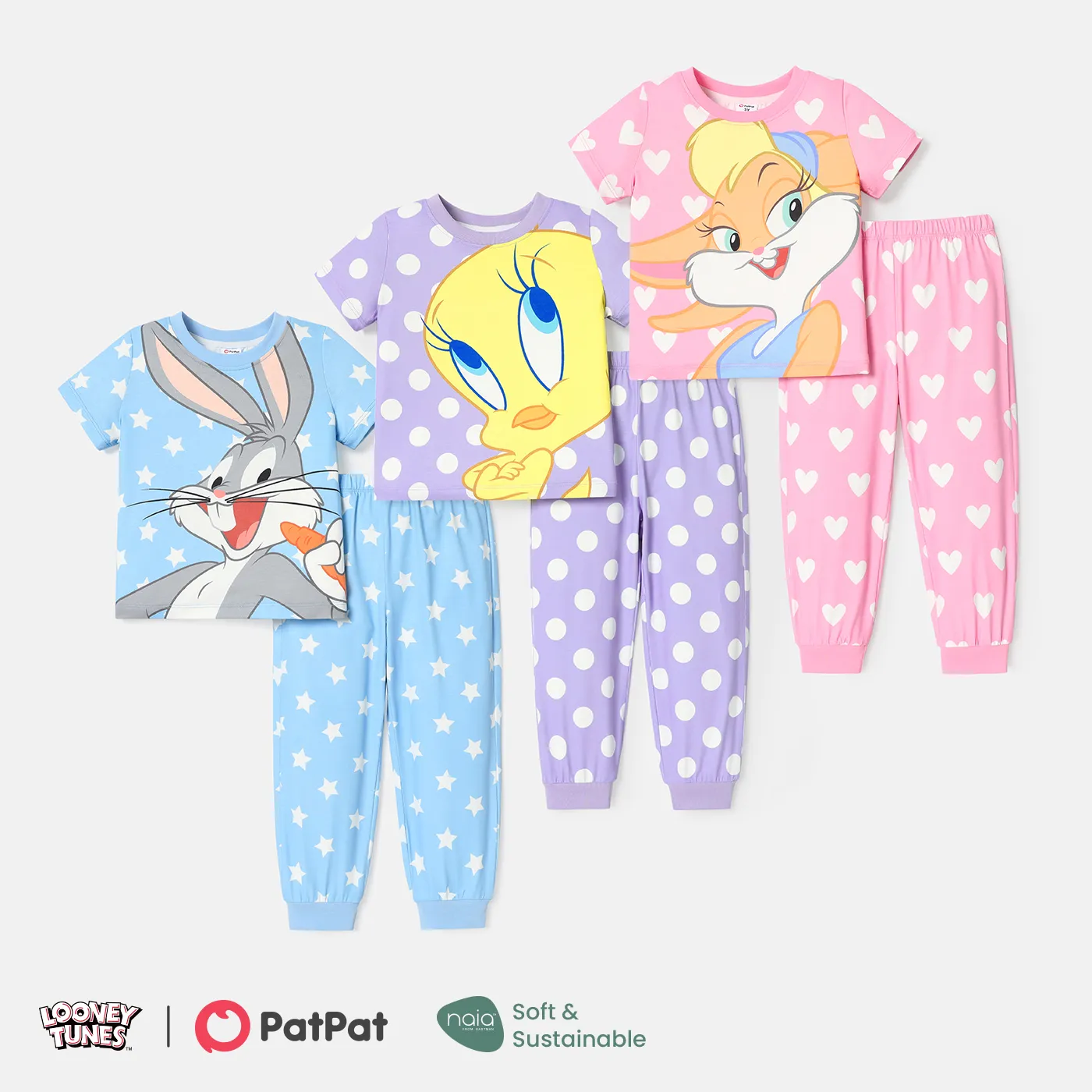 Looney Tunes 2 unidades Criança Unissexo Infantil Animais conjuntos de camisetas azul image 5