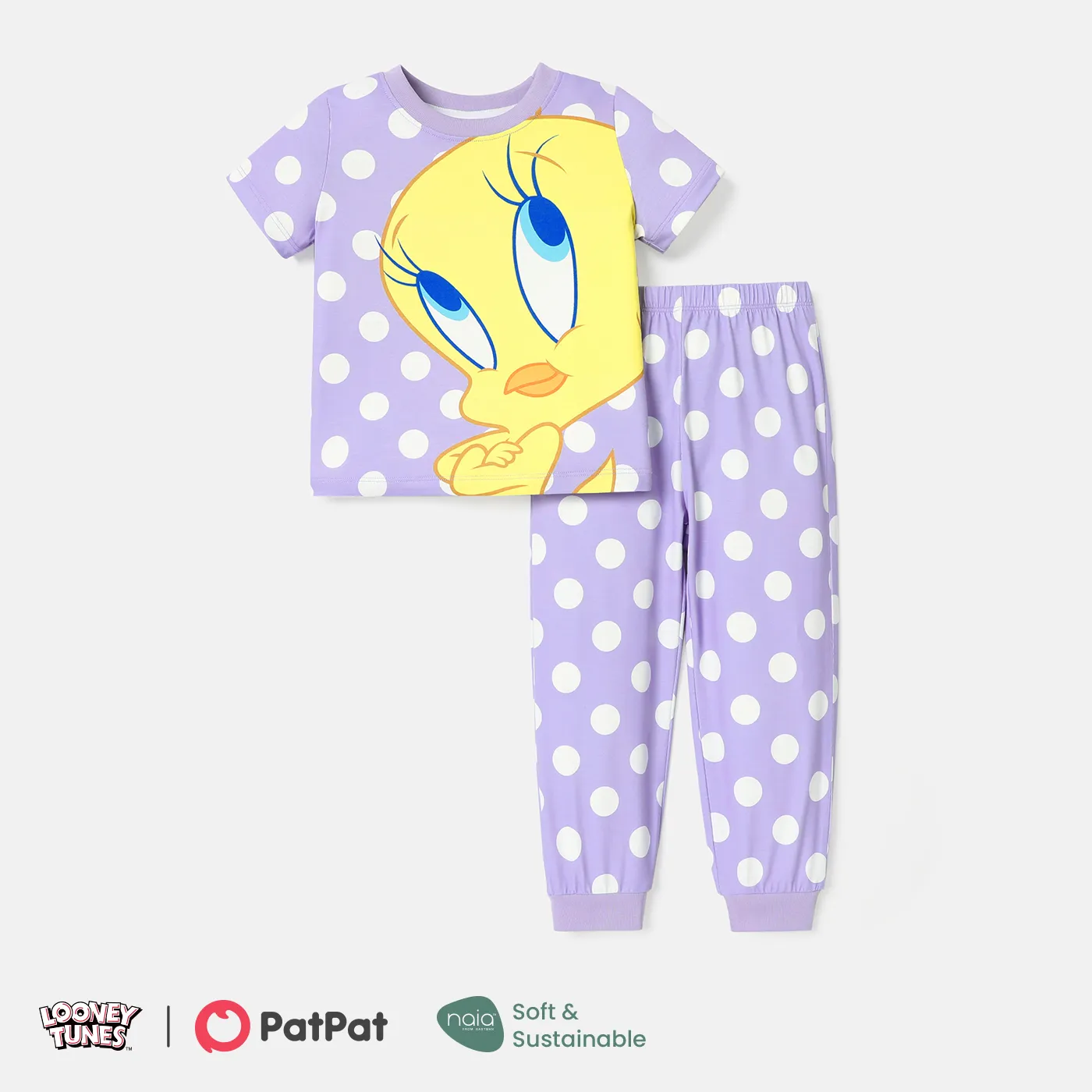 Looney Tunes 2 unidades Criança Unissexo Infantil Animais conjuntos de camisetas roxo-claro