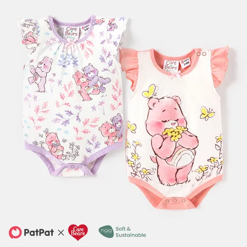 Care Bears Baby Girl Flutter-sleeve Allover Print Naia™ Romper