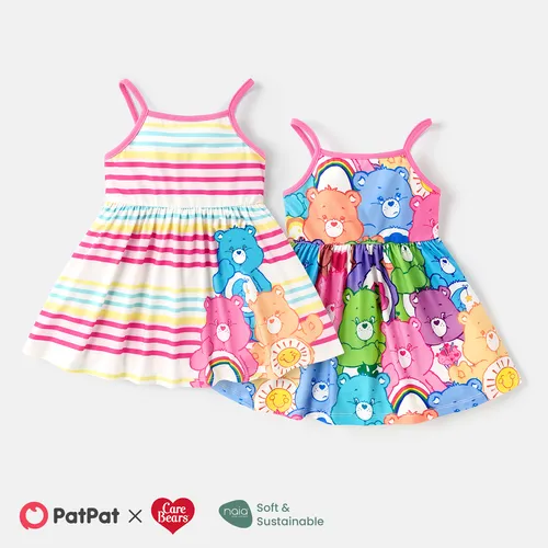 Care Bears Baby Girl Colorful Striped or Allover Print Cami Dress