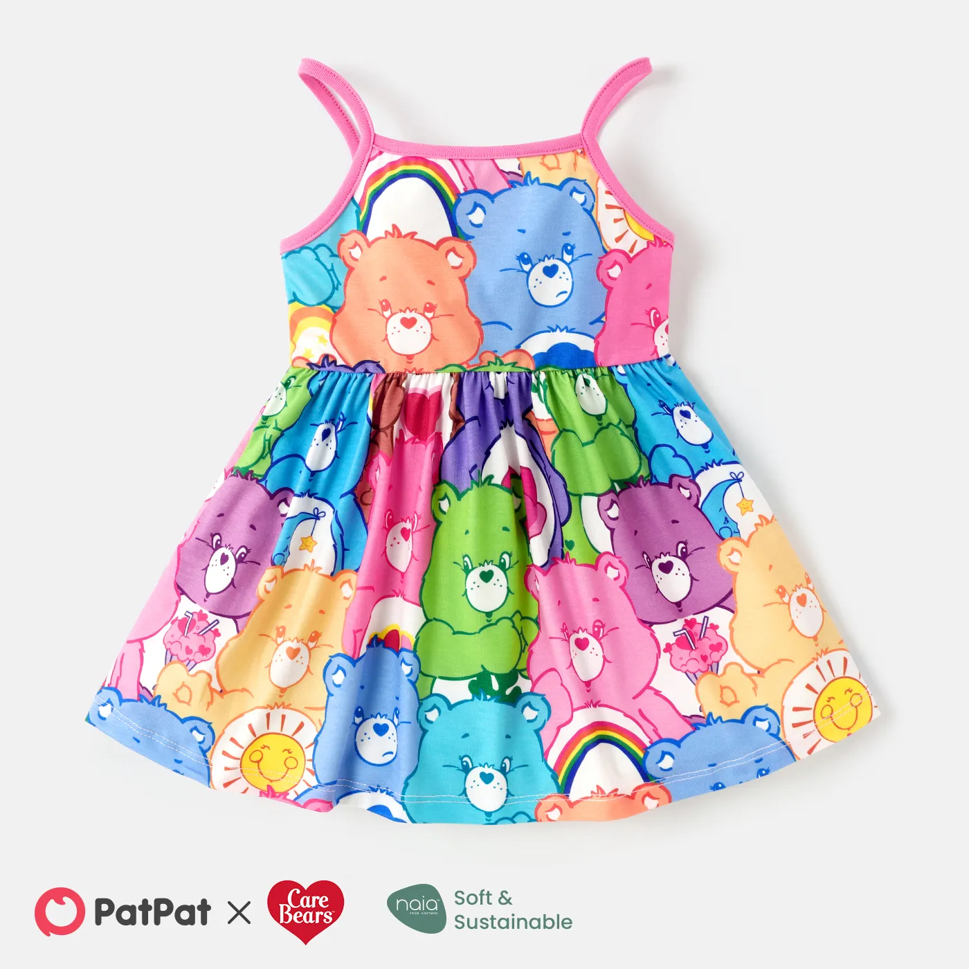 Care Bears Baby Girl Colorful Striped or Allover Print Cami Dress Multi-color