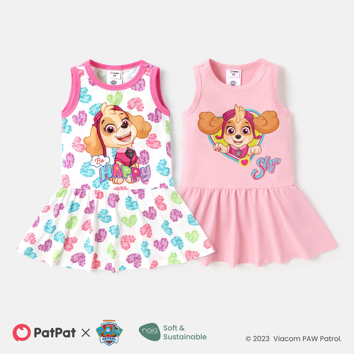 PAW Patrol Toddler Girl Heart Print Naia/Cotton Sleeveless Dress