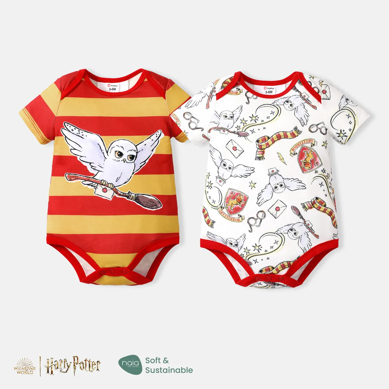 Harry Potter Baby Boy/Girl Short-sleeve Graphic Print Naia™ Romper White big image 1