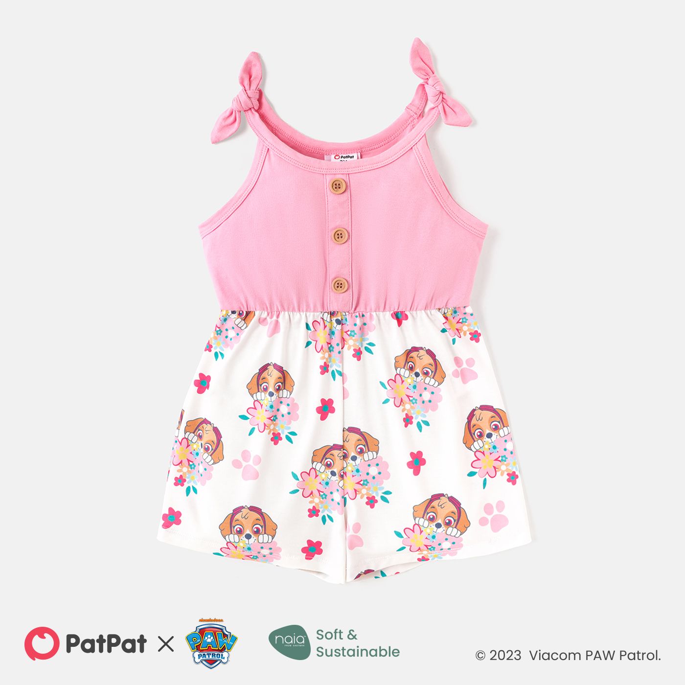 

PAW Patrol Toddler Girl Naia Cotton Floral Print Button Design Slip Rompers