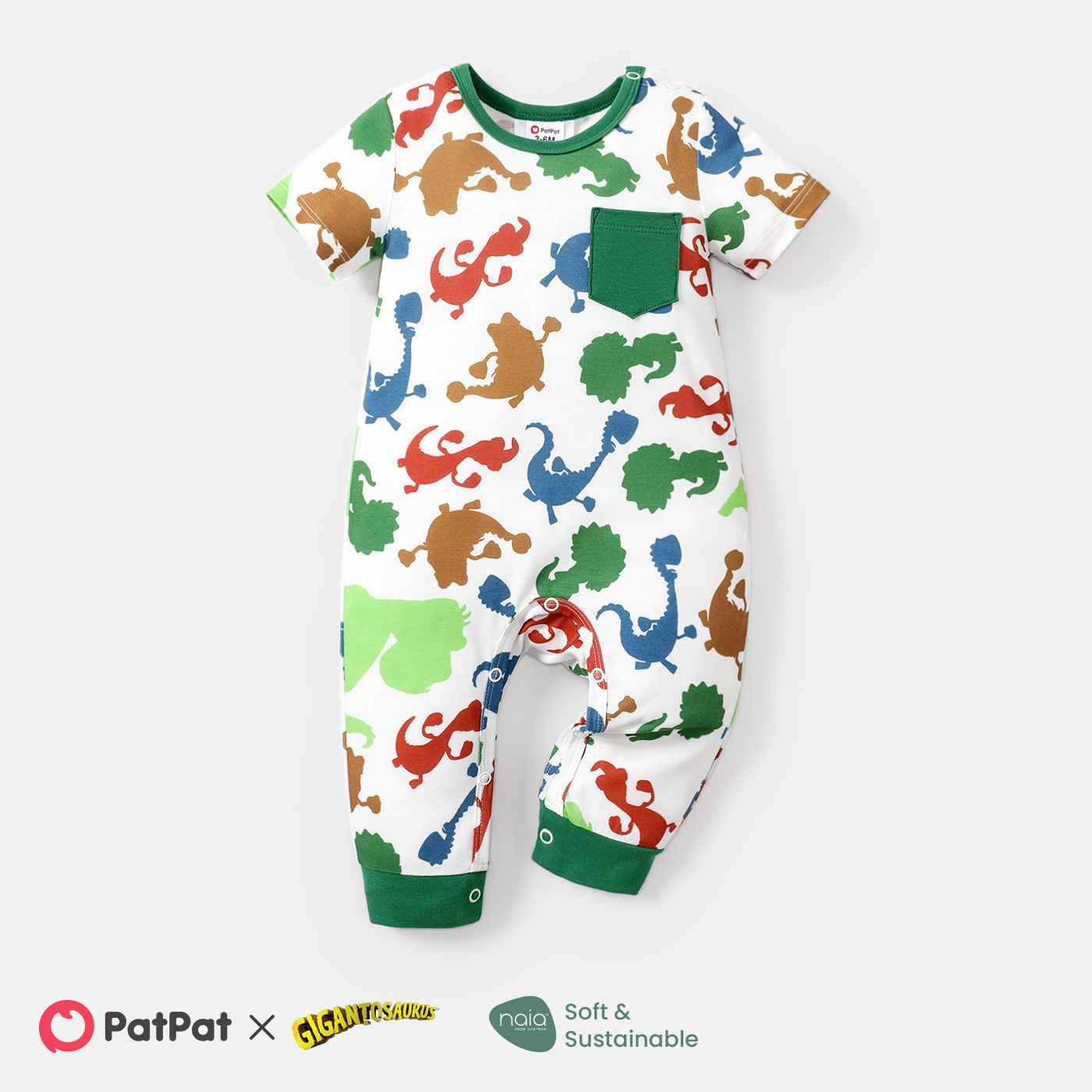 

Gigantosaurus Baby Boy Dinosaur Print Short-sleeve Jumpsuit