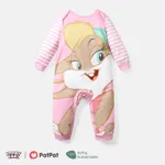 Looney Tunes Baby Boy/Girl Cartoon Animal Print Striped Long-sleeve Naia™ Jumpsuit PinkyWhite