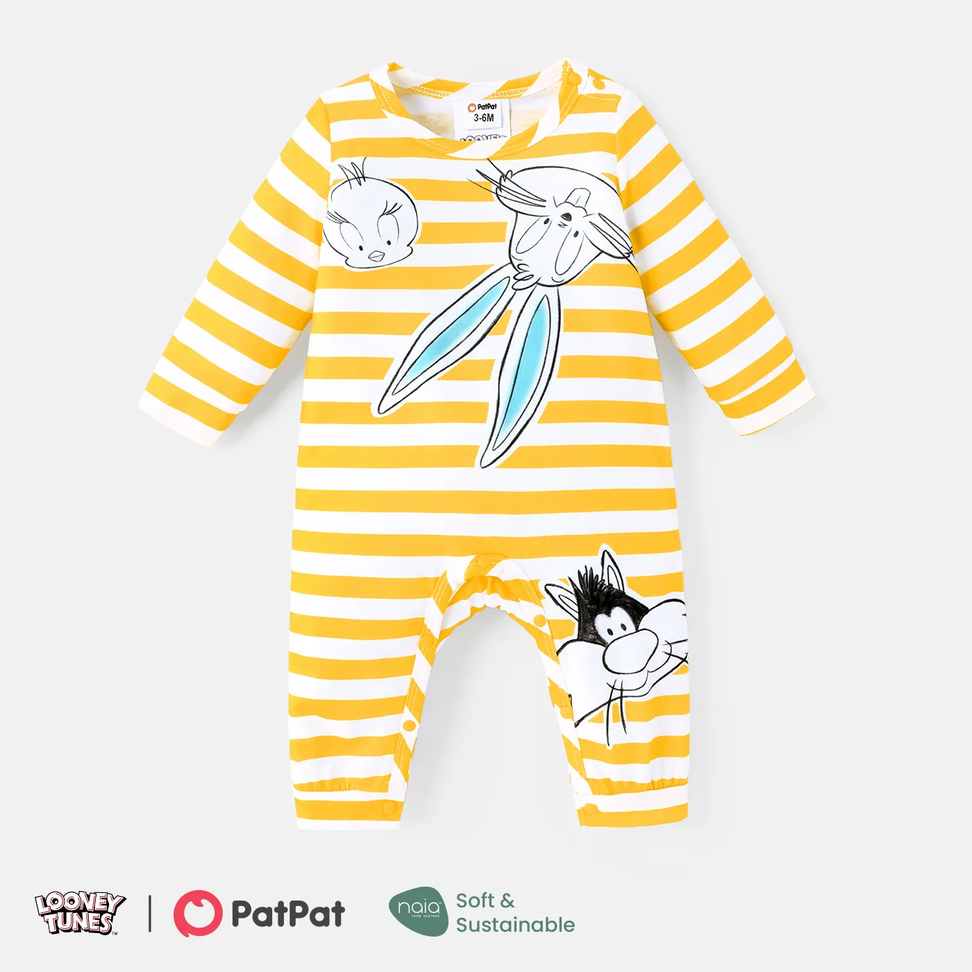 Looney Tunes Bebé Unissexo Casual Manga comprida Macacão  big image 1