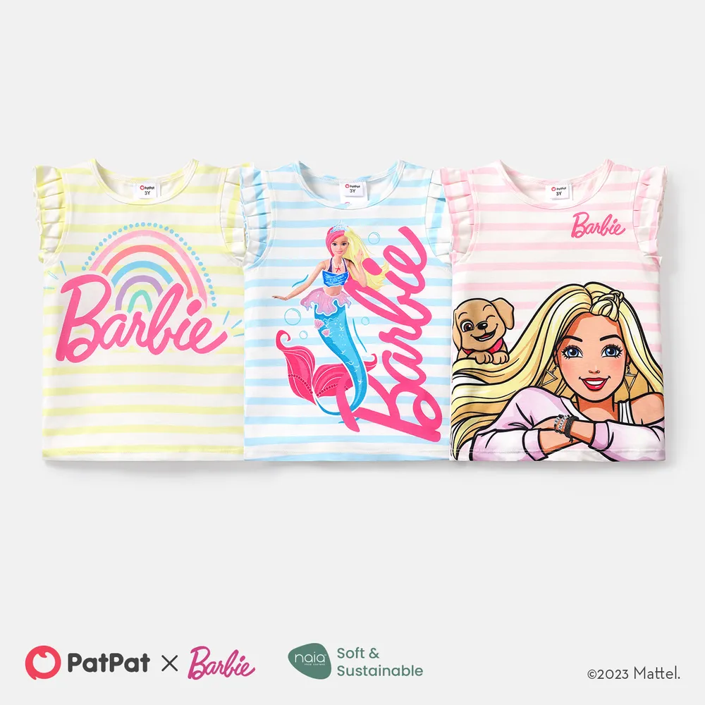 Barbie Toddler Girl Naia Stripe Flutter-sleeve Tee  big image 6