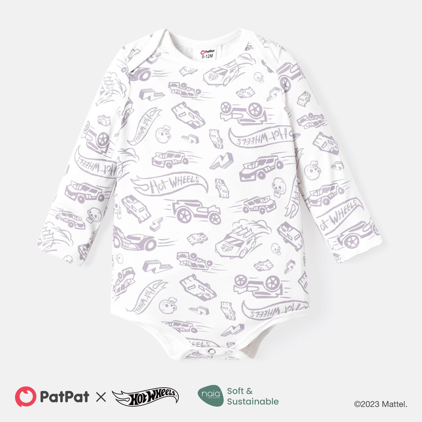 

Hot Wheels Baby Boy/Girl Long-sleeve Red Cotton or Allover Print Naia™ Romper