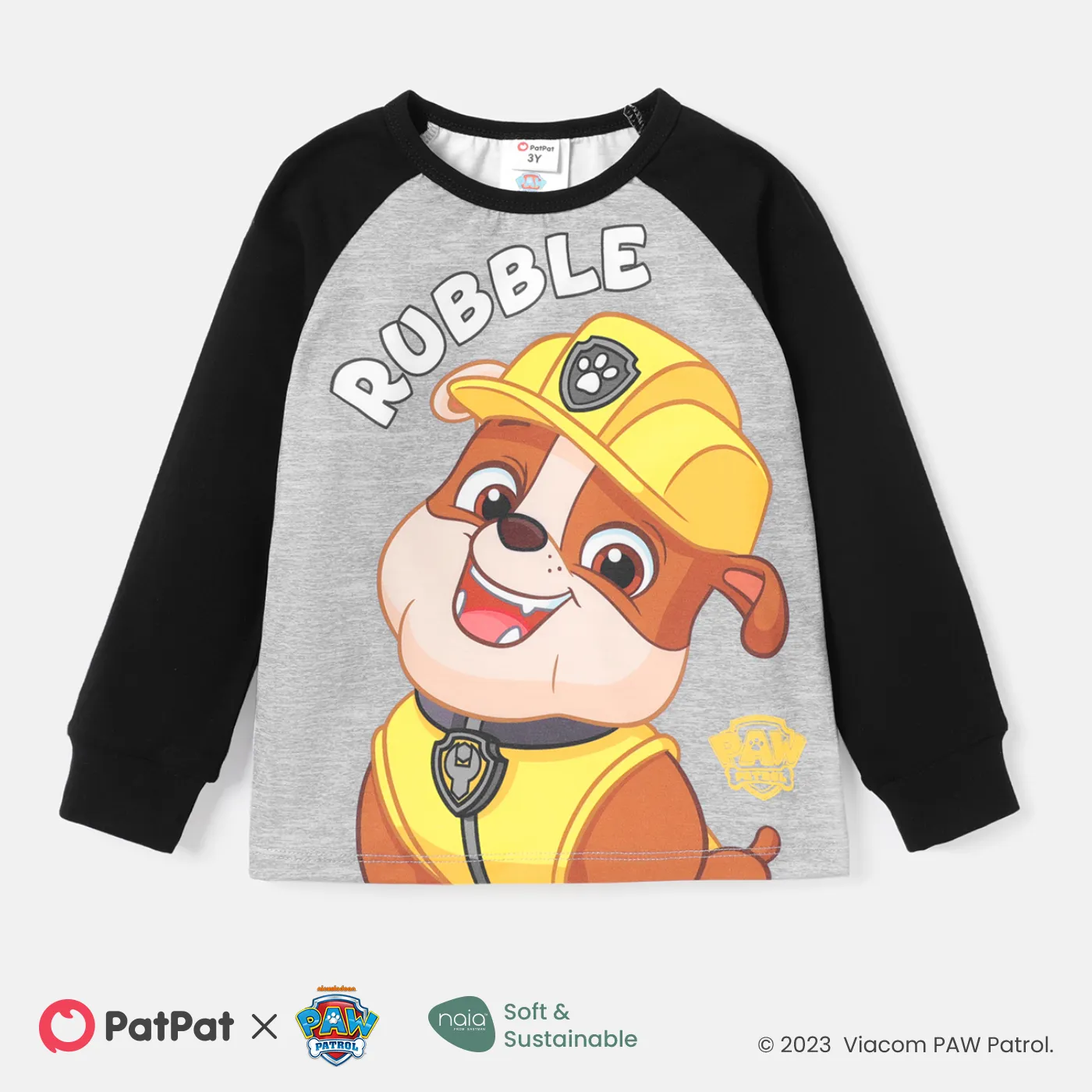PAW Patrol Toddler Girl/Boy Long Raglan Sleeve Tee blackgray big image 1