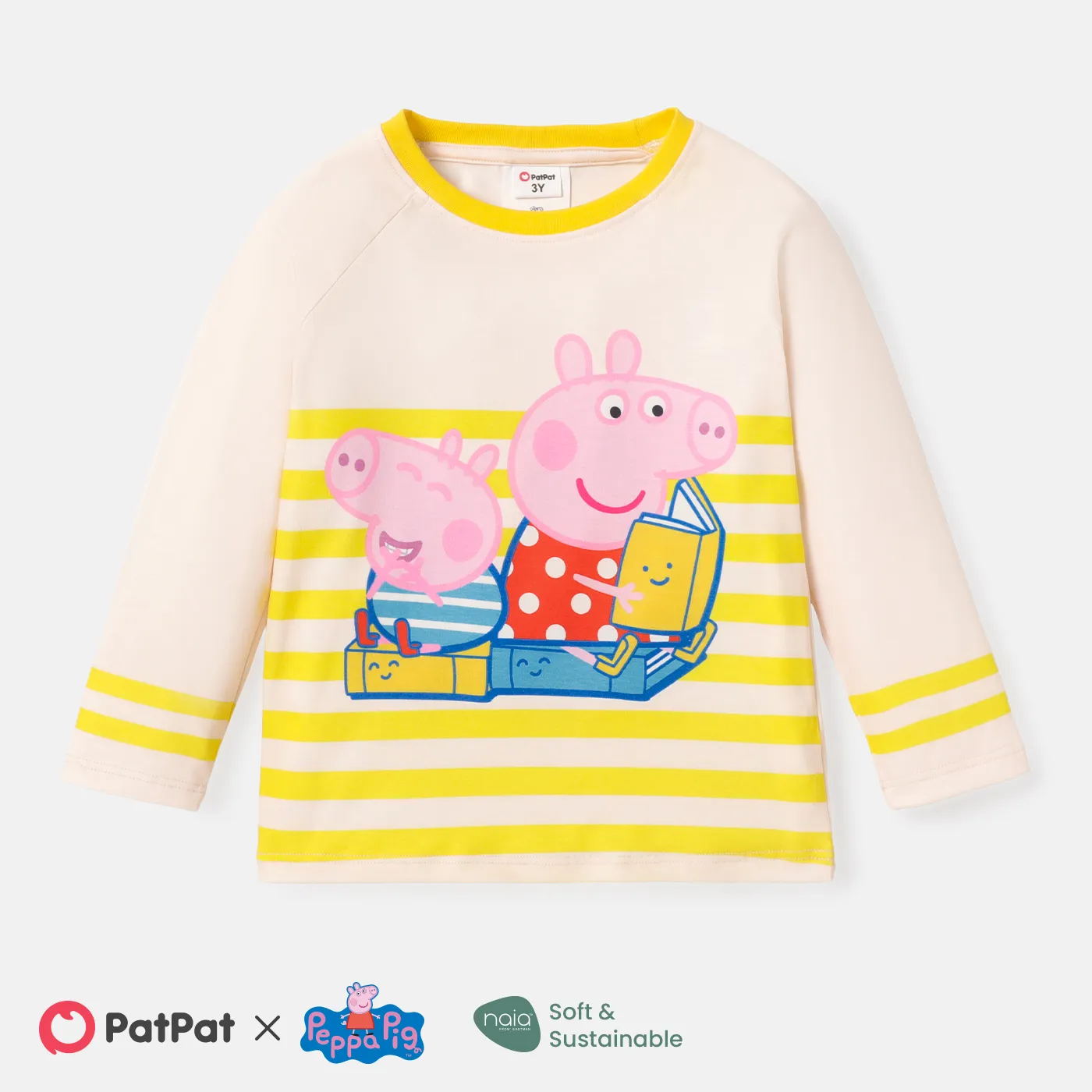 Peppa Pig Toddler Girl/Boy Striped Long-sleeve Tee Yellow
