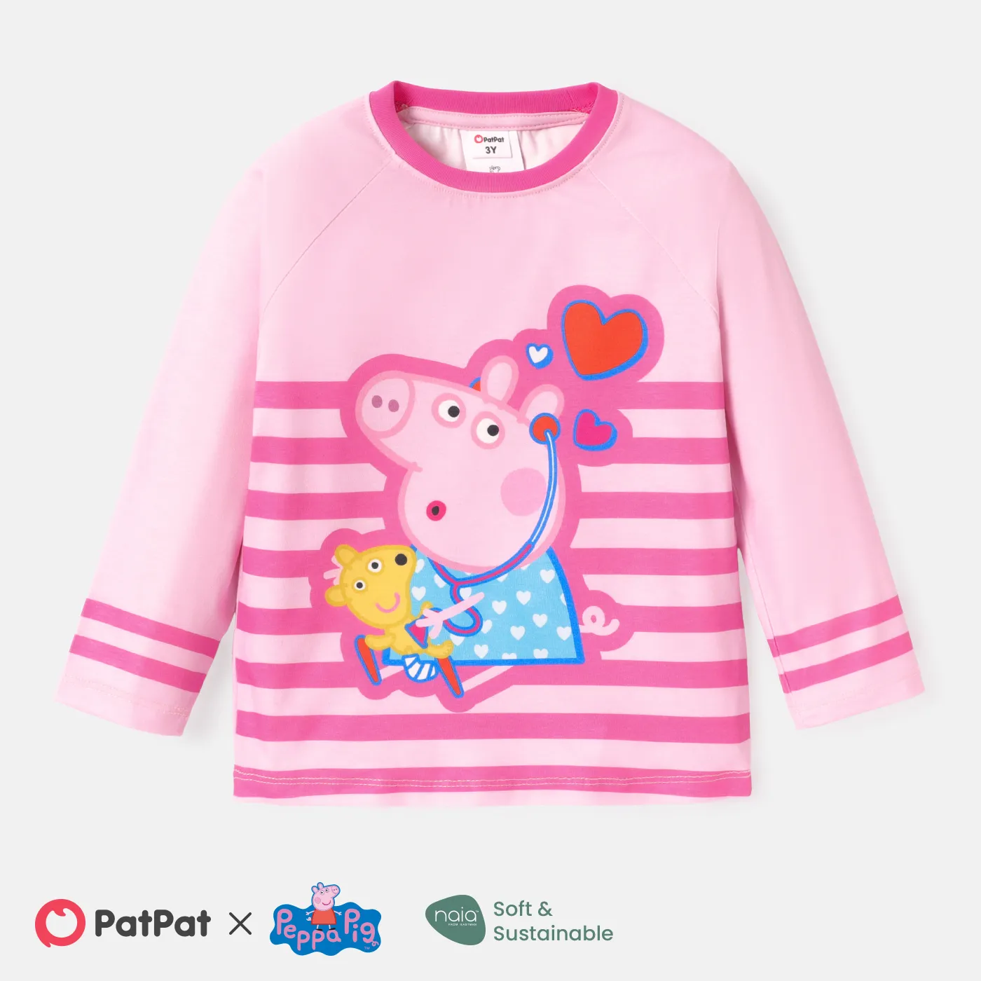 Peppa Pig Toddler Girl/Boy Striped Long-sleeve Tee Pink