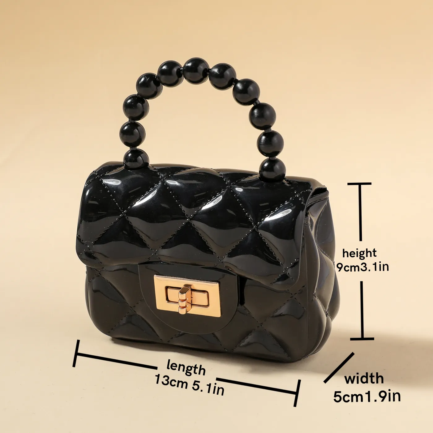 Toddler / Kid Pure Color Geometry Lingge Pearl Handbag Clutch Purse for Girls  image 2