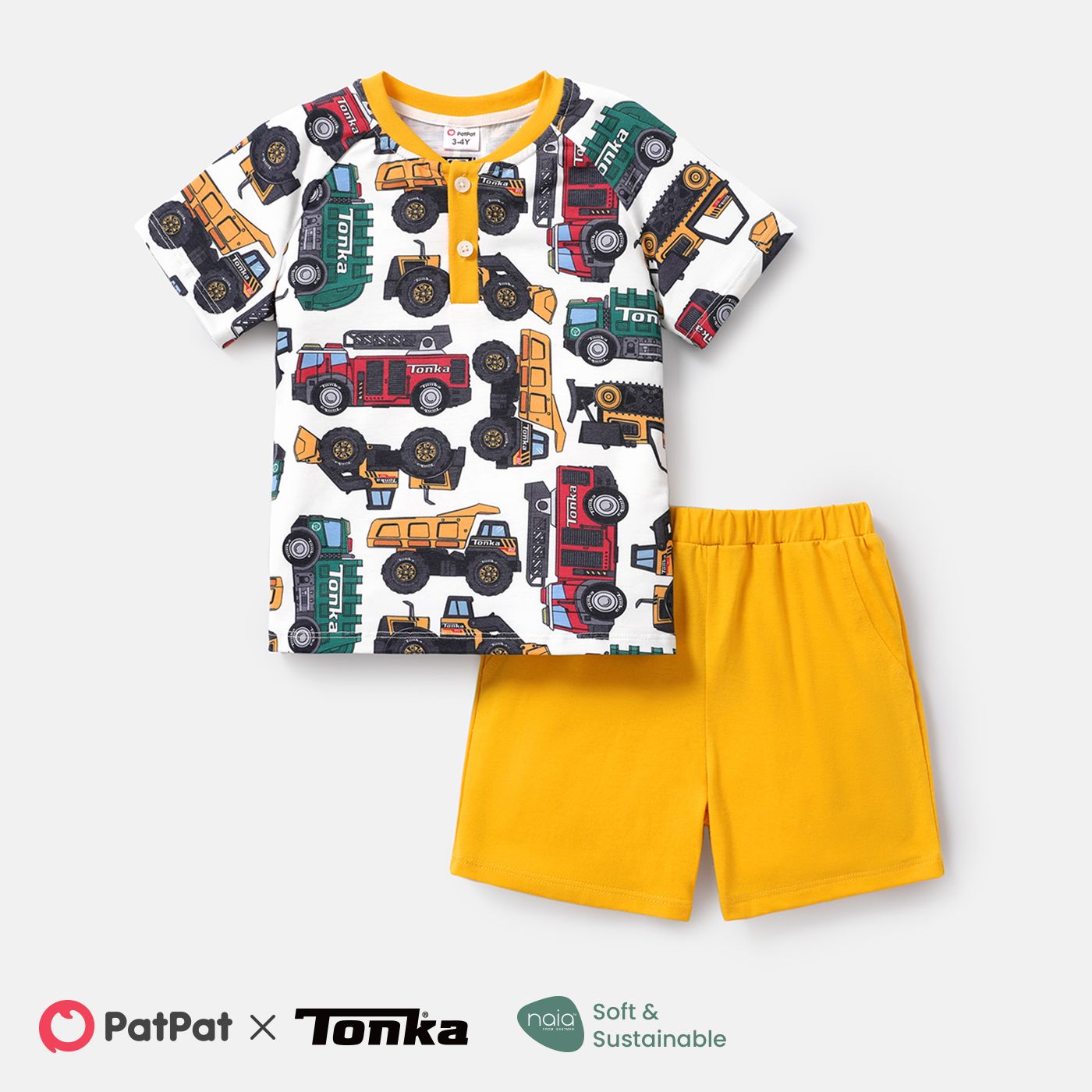 

Tonka 2pcs Toddler Girl/Boy Vehicle Print Short-sleeve Cotton Tee and Shorts Set