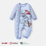 Tom and Jerry Baby Boy/Girl Long-sleeve Striped Graphic Spliced Naia™ Jumpsuit BLUE