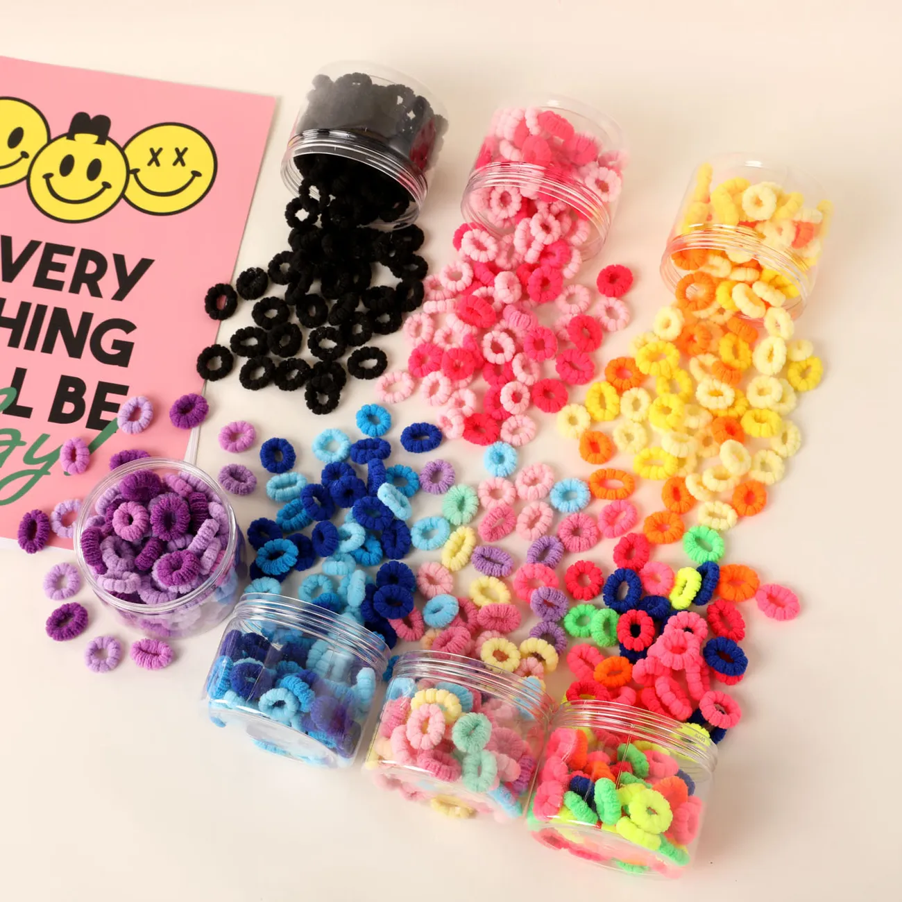 100er-Pack Multicolor-Haargummis aus hochelastischem Nylon für Mädchen Mehrfarbig big image 1