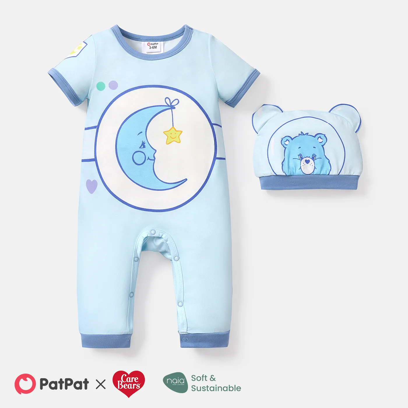 Care Bears Baby Girl 2pcs Short-sleeve Graphic Naia™ Jumpsuit & Hat Set