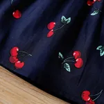 100% Cotton Cherry Print Backless Sleeveless Baby Dress Royal Blue image 4