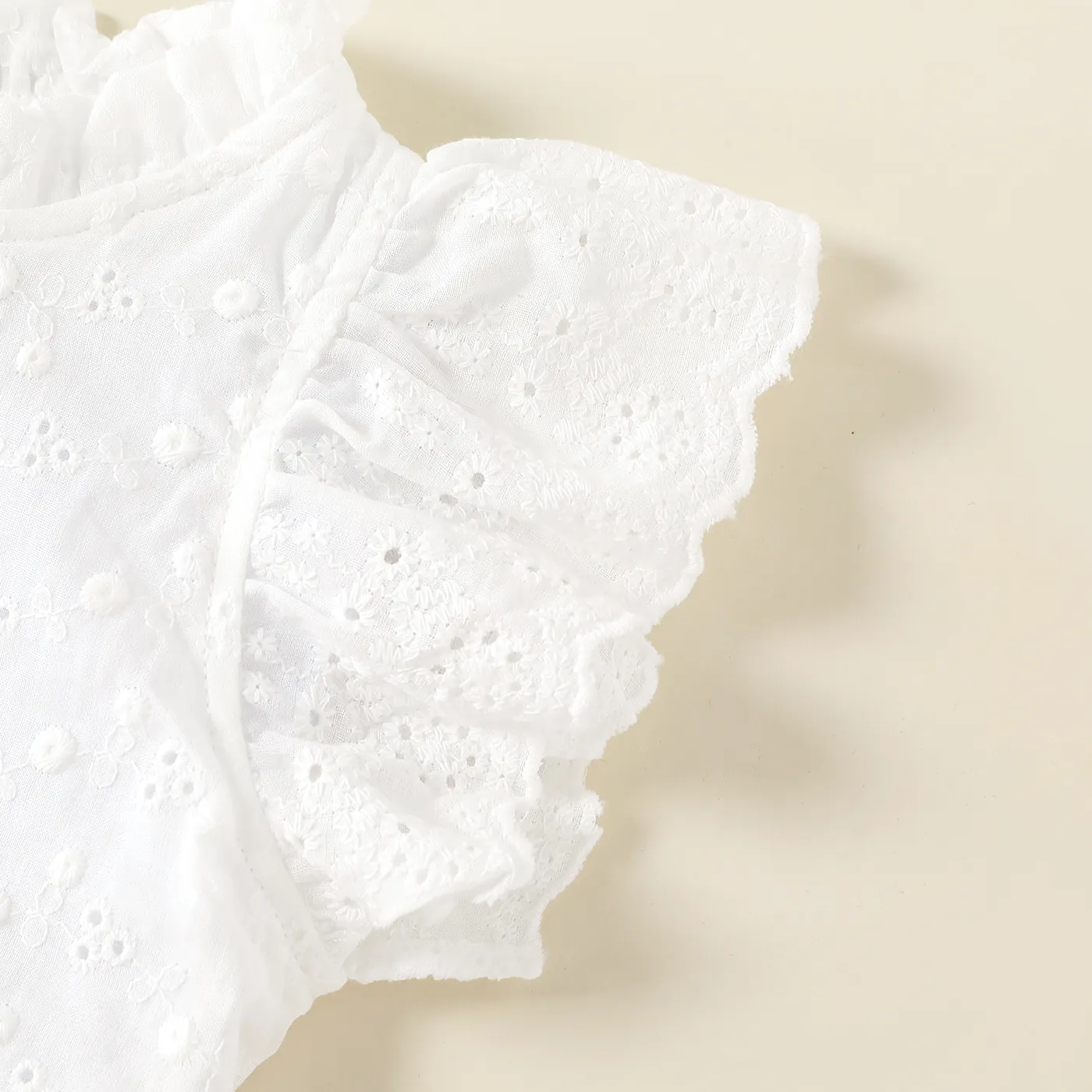 Baby Girl 100% Cotton Textured Flutter-sleeve Top  image 4