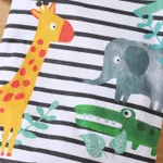 2pcs Baby Boy/Girl 100% Cotton Animal Print Striped Short-sleeve Romper & Hat Set  image 4