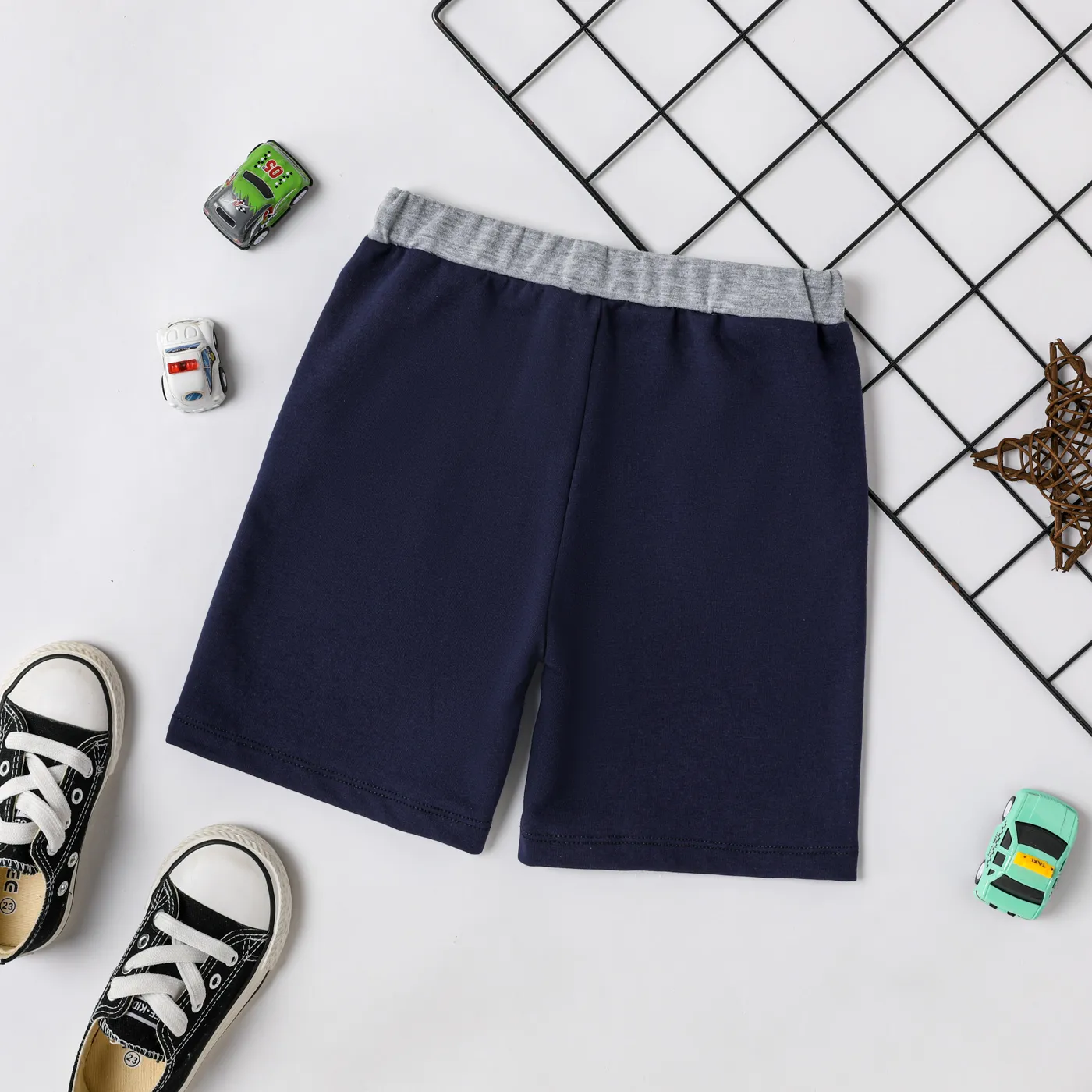 Toddler Boy Racing Car Print Elasticized Shorts royalblue image 2