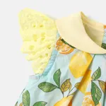 Baby Girl 100% Cotton Allover Lemon Print Peter Pan Collar Flutter-sleeve Romper  image 6