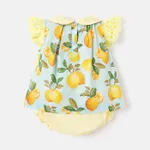 Baby Girl 100% Cotton Allover Lemon Print Peter Pan Collar Flutter-sleeve Romper  image 5