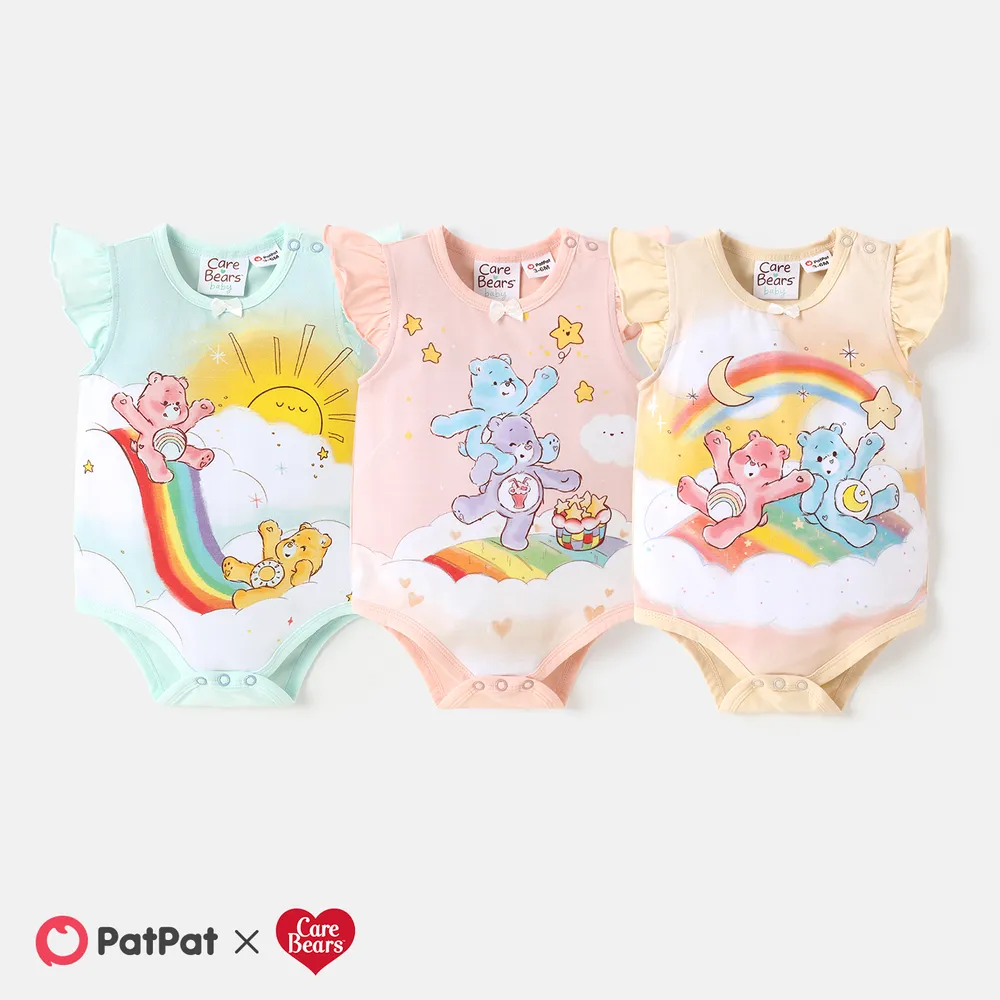 Care Bears Baby Boy/Girl Cotton Flutter-sleeve Bear Print Romper big image 6