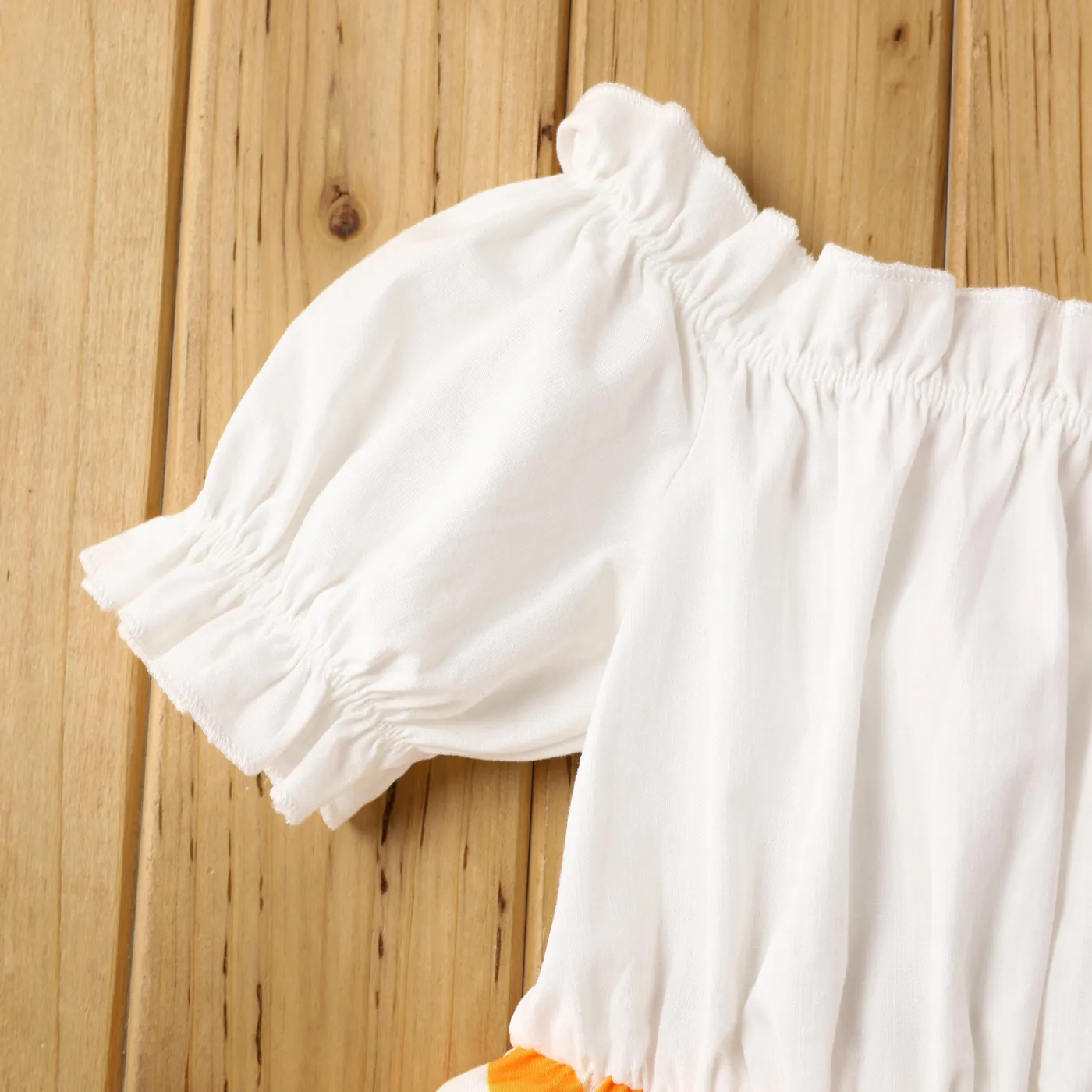 Toddler Girl Geo Panel Ruched Off-Shoulder Dress yellowwhite image 4