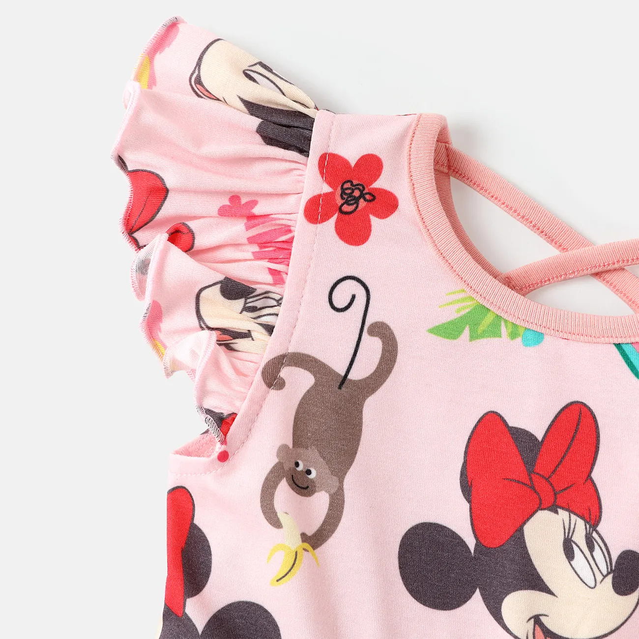disney vestido naia™ con estampado integral y manga ondulada para bebé/niña pequeña Rosado big image 1