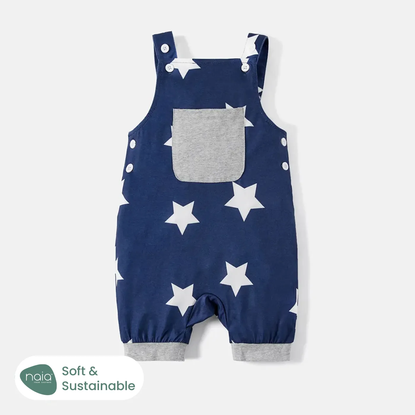 Naia Baby Boy Star Print Pocket Design Sleeveless Rompers