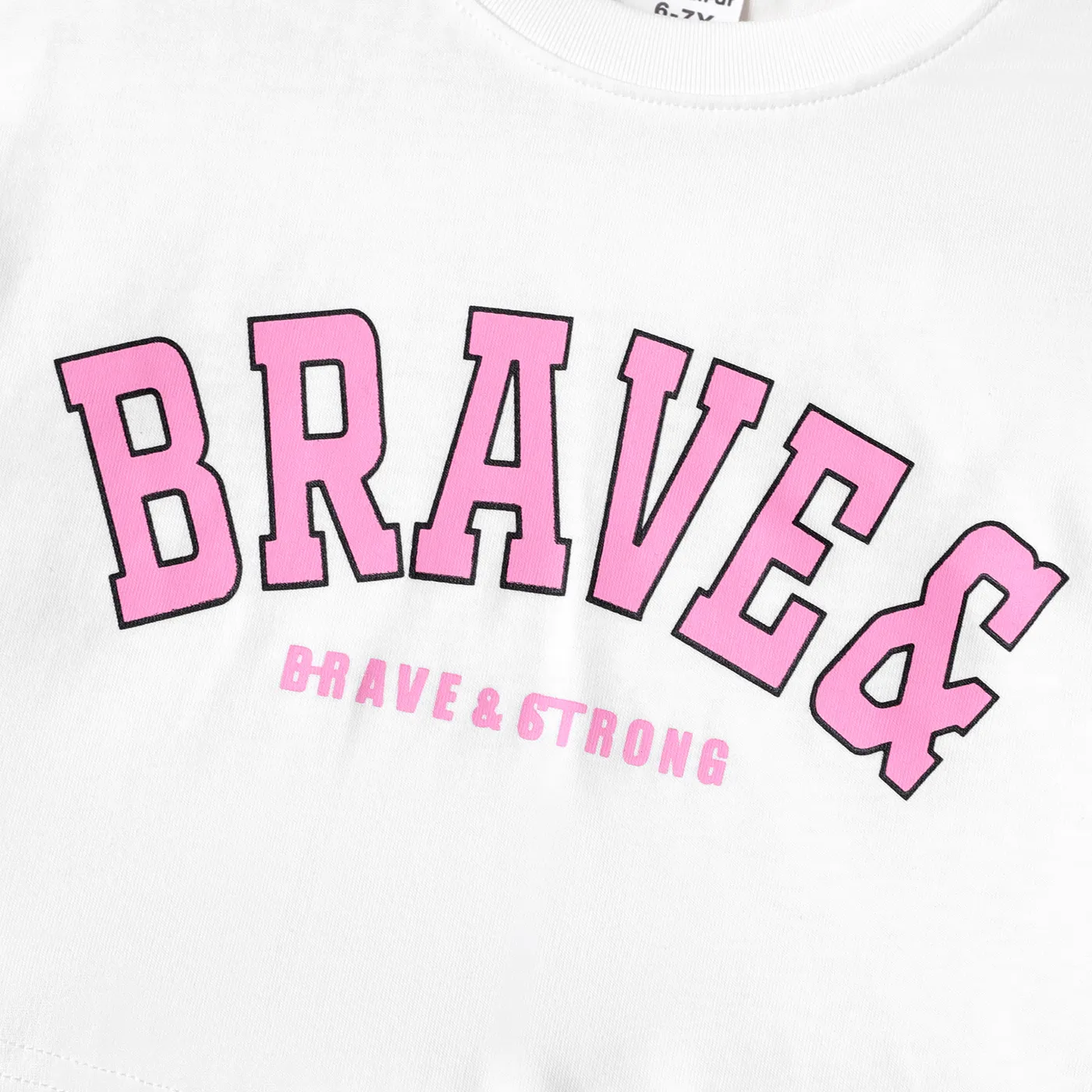 2pcs Kid Girl Letter Print Short-sleeve Tee and Drawstring Shorts Set  image 4