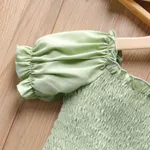 2pcs Kid Girl Ruffle Trim Puff Sleeve Smocked Top and Tulip Hem Skirt Set  image 2